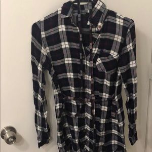 Plaid dress with string belt